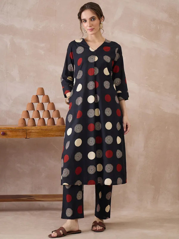 Black_Printed_Pure_Cotton_Kurta_Trouser_Set