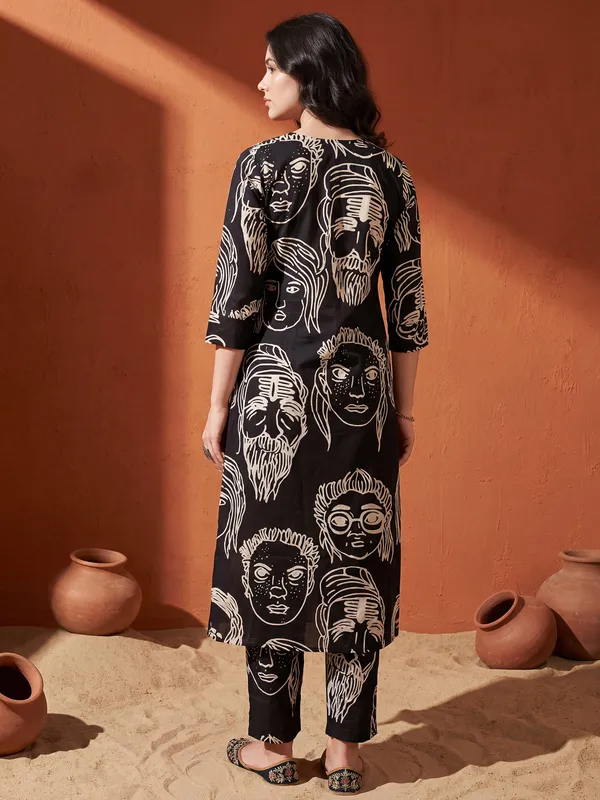 Black_Printed_Pure_Cotton_Kurta_Trouser_Set