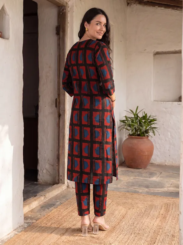 Black_Printed_Pure_Cotton_Kurta_Trouser_Set
