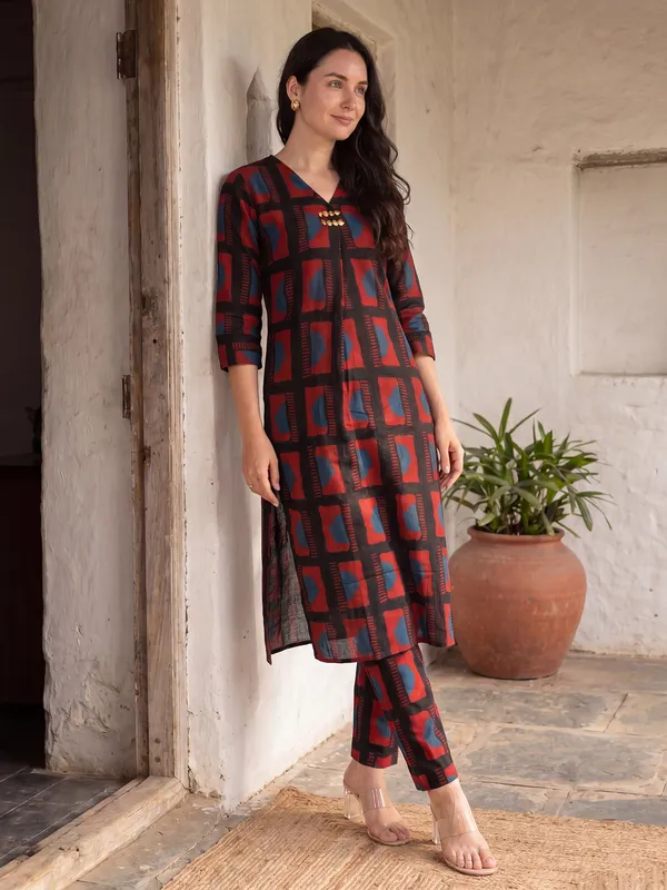Black_Printed_Pure_Cotton_Kurta_Trouser_Set