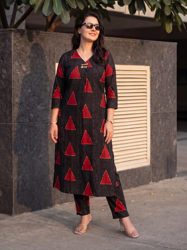 Black_Printed_Pure_Cotton_Kurta_Trouser_Set