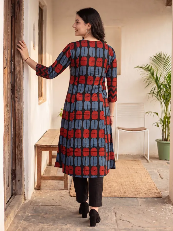 Black_Printed_Pure_Cotton_Kurta_Trouser_Set