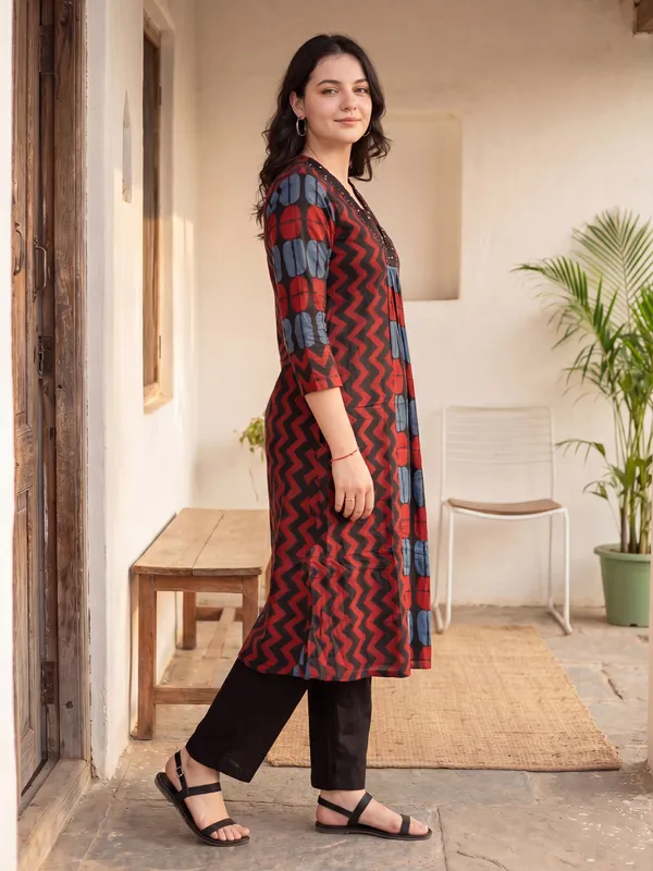 Black_Printed_Pure_Cotton_Kurta_Trouser_Set