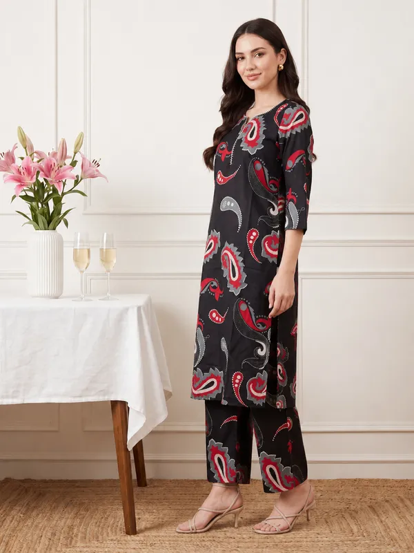 Black_Printed_Pure_Cotton_Kurta_Trouser_Set