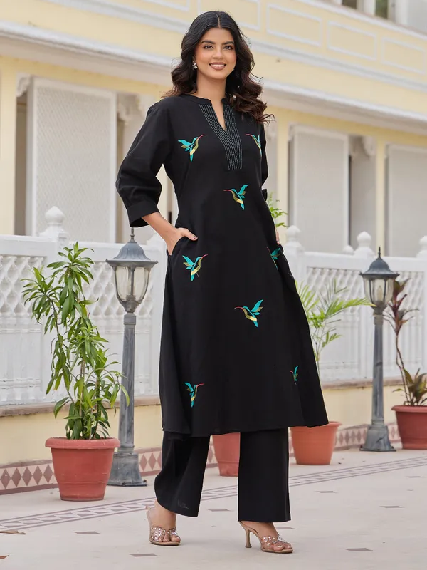 Black_Printed_Pure_Cotton_Kurta_Trouser_Set