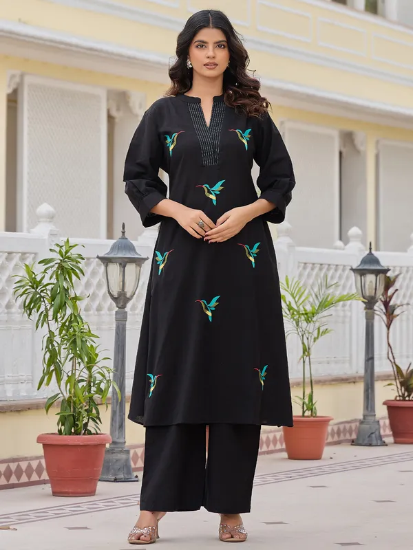 Black_Printed_Pure_Cotton_Kurta_Trouser_Set