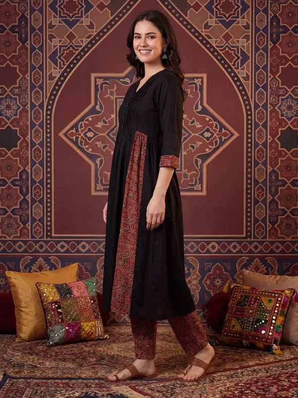 Black_Printed_Pure_Cotton_Kurta_Trouser_Set