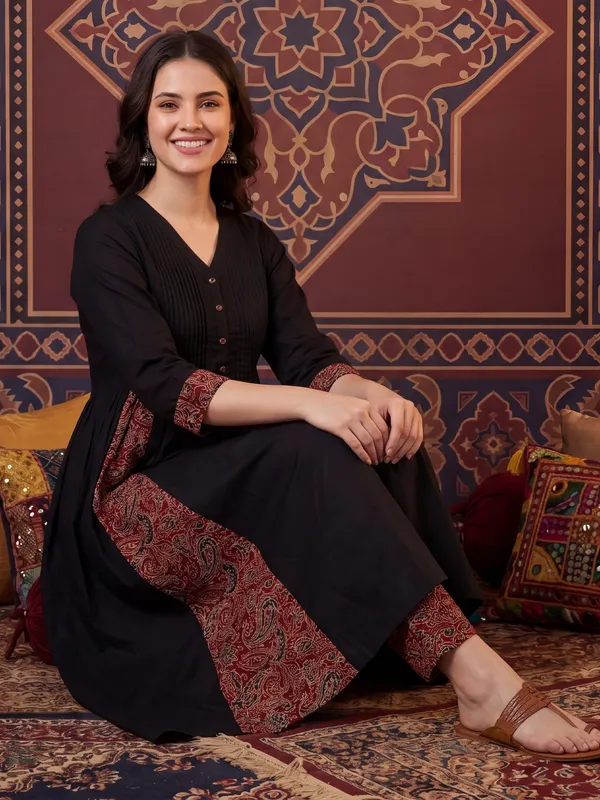 Black_Printed_Pure_Cotton_Kurta_Trouser_Set