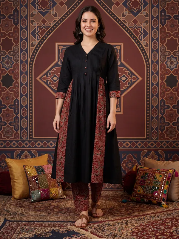 Black_Printed_Pure_Cotton_Kurta_Trouser_Set