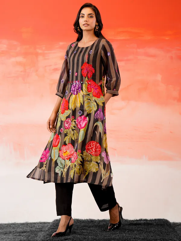 Black_Printed_Pure_Cotton_Kurta_Trouser_Set