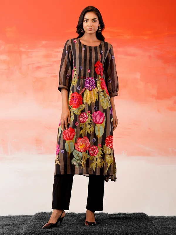 Black_Printed_Pure_Cotton_Kurta_Trouser_Set