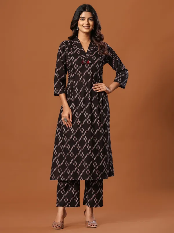 Black_Printed_Pure_Cotton_Kurta_Trouser_Set