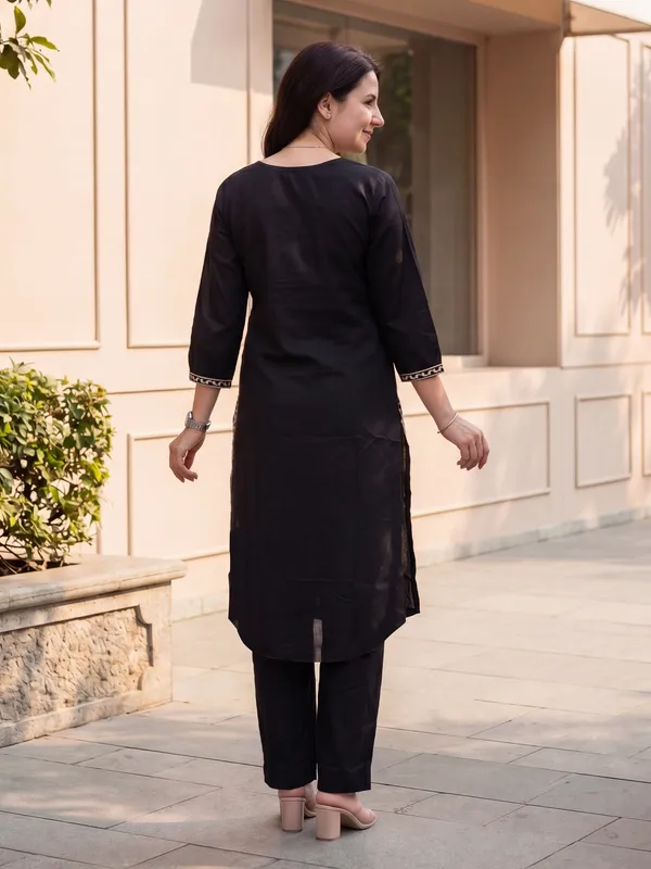 Black_Printed_Pure_Cotton_Kurta_Trouser_Set