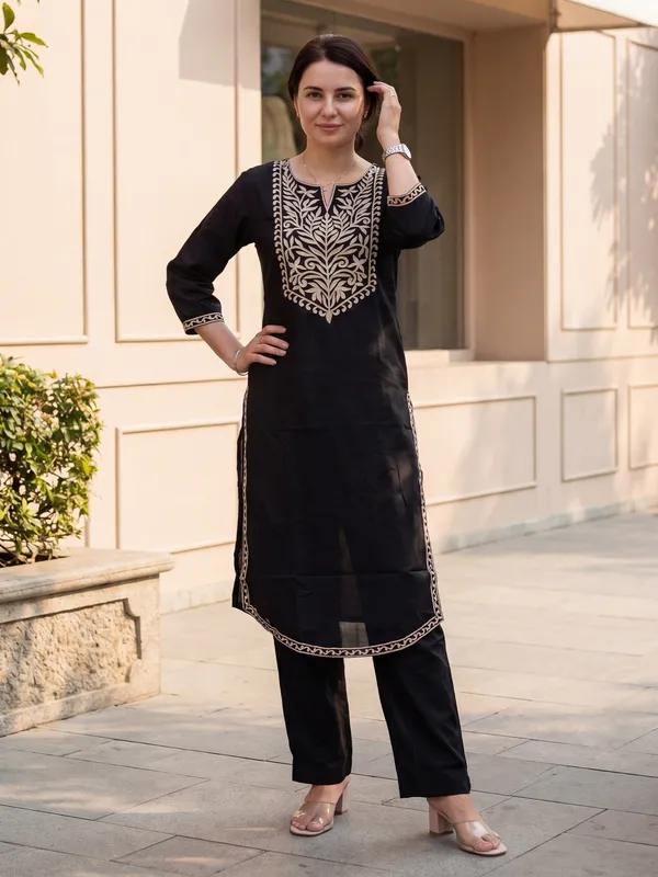 Black_Printed_Pure_Cotton_Kurta_Trouser_Set