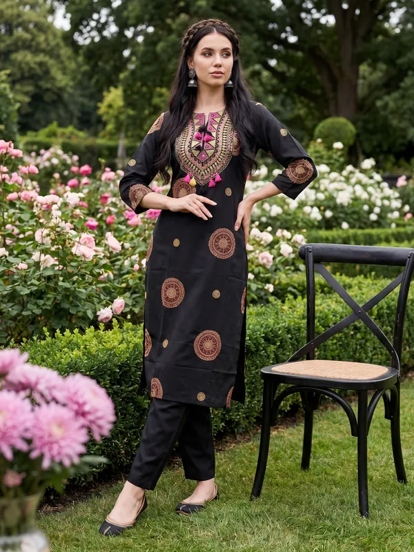 Black_Printed_Pure_Cotton_Kurta_Trouser_Set