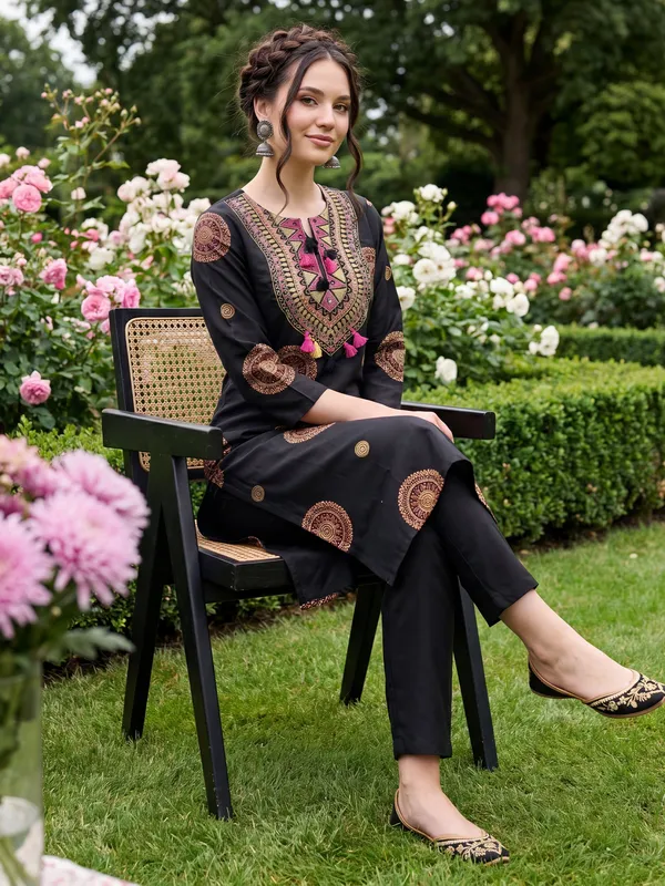 Black_Printed_Pure_Cotton_Kurta_Trouser_Set