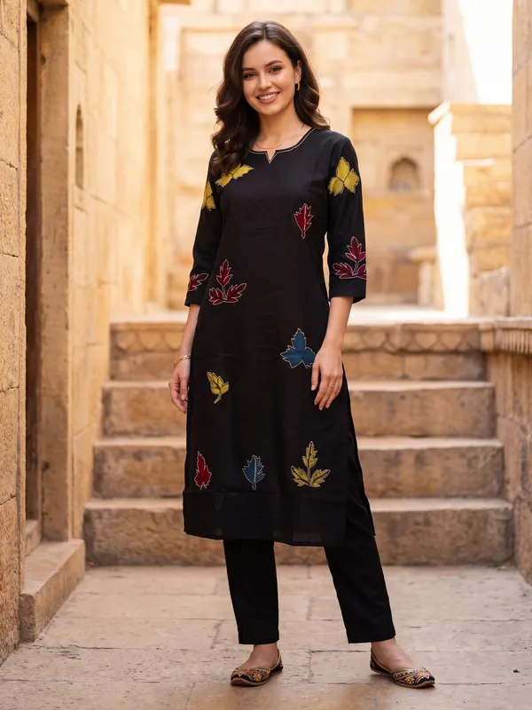 Black_Printed_Pure_Cotton_Kurta_Trouser_Set