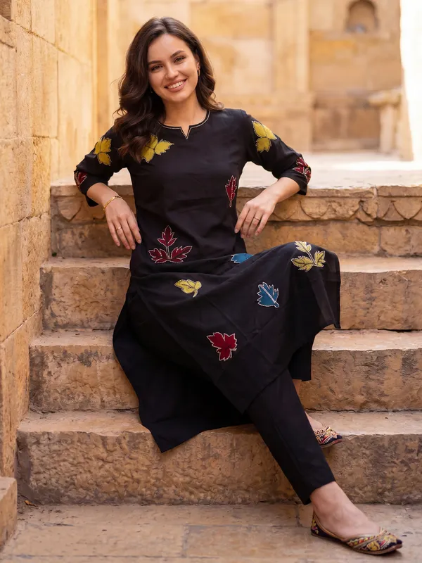Black_Printed_Pure_Cotton_Kurta_Trouser_Set