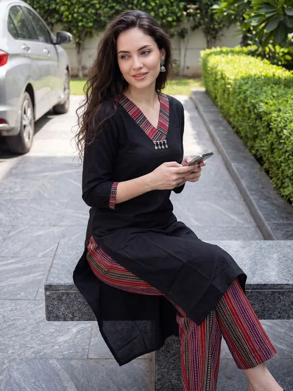 Black_Printed_Pure_Cotton_Kurta_Trouser_Set