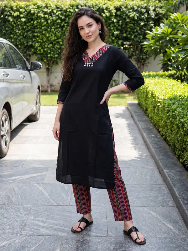 Black_Printed_Pure_Cotton_Kurta_Trouser_Set