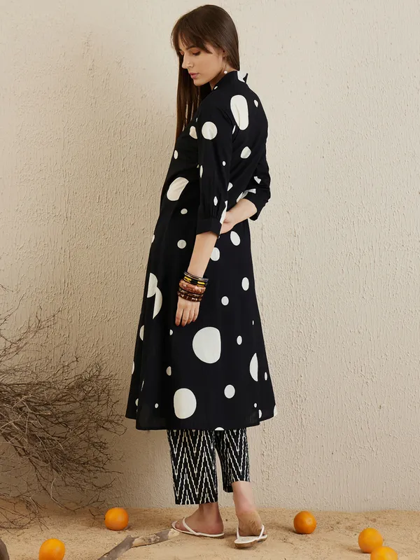Black_Printed_Pure_Cotton_Kurta_Trouser_Set