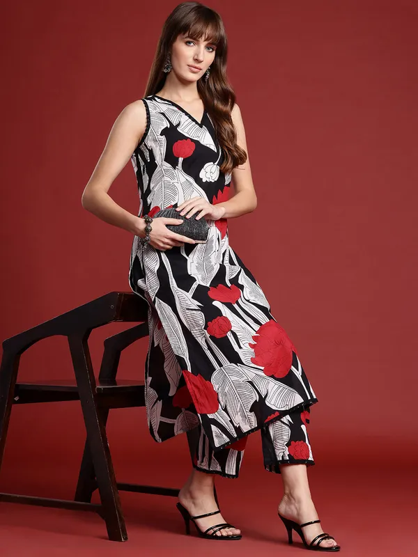 Black_Printed_Pure_Cotton_Kurta_Trouser_Set