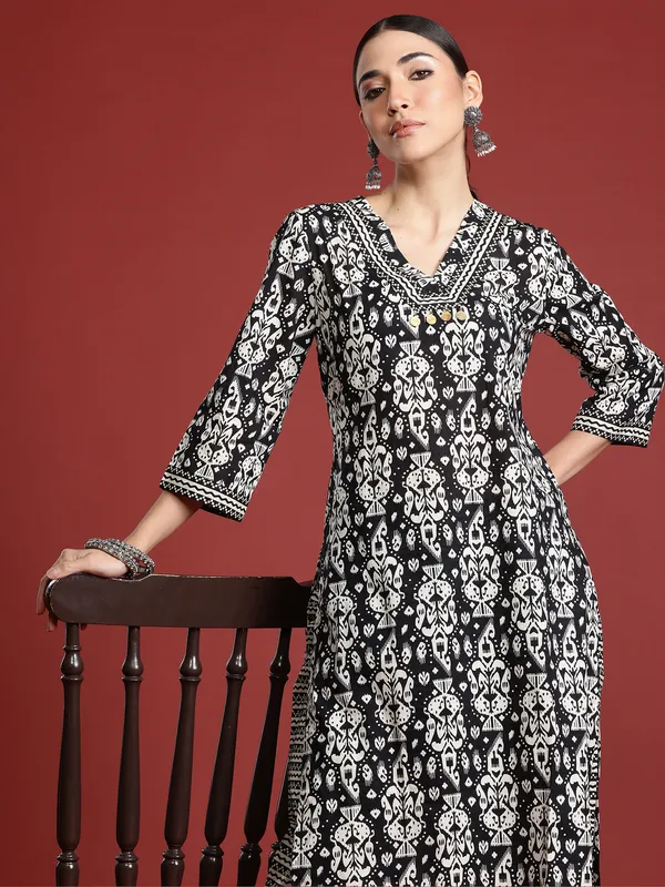 Black_Printed_Pure_Cotton_Kurta_Trouser_Set