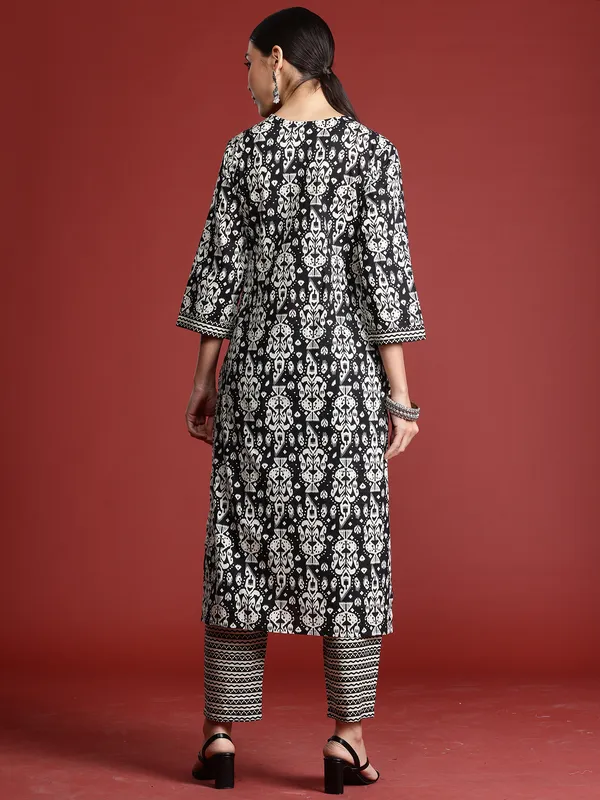 Black_Printed_Pure_Cotton_Kurta_Trouser_Set
