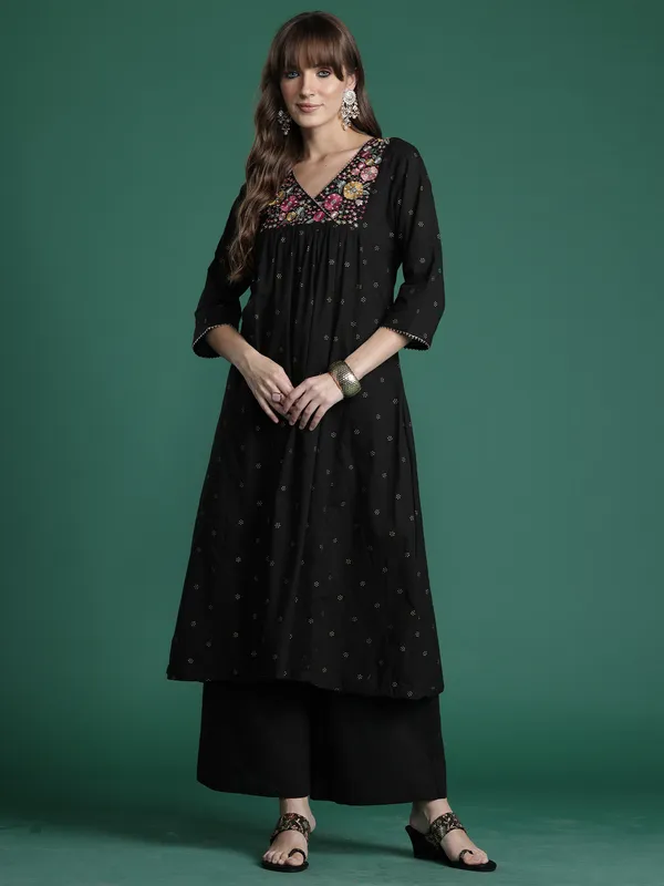Black_Embroidered_Pure_Cotton_Kurta_Trouser_Set