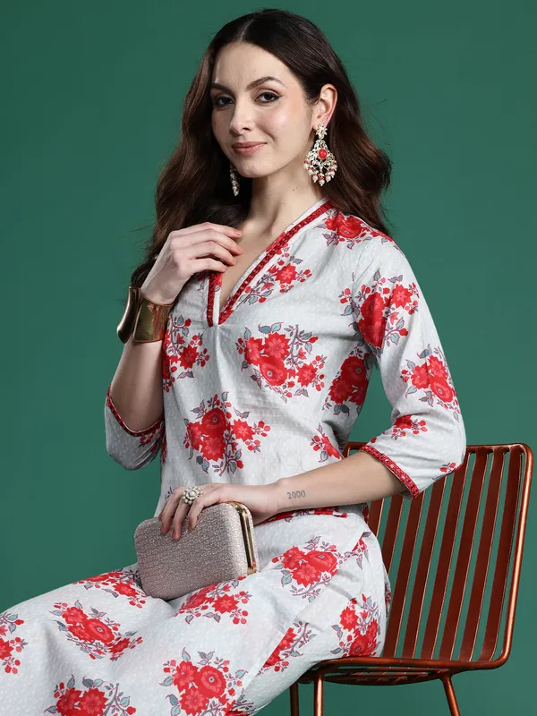 Grey_Printed_Pure_Cotton_Kurta_Trouser_Set