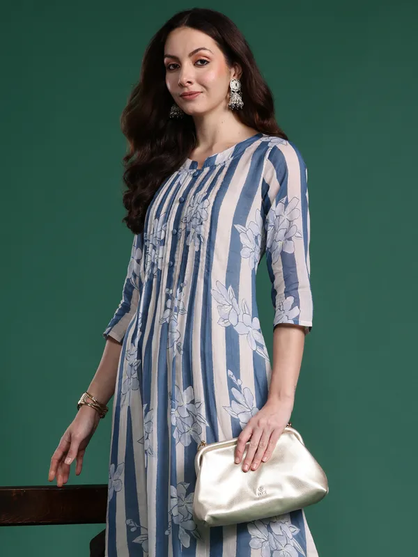 Blue_Printed_Pure_Cotton_Kurta_Trouser_Set