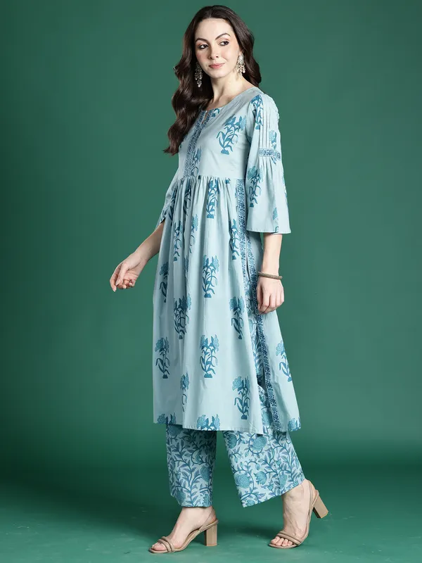 Blue_Printed_Pure_Cotton_Kurta_Trouser_Dupatta_Set