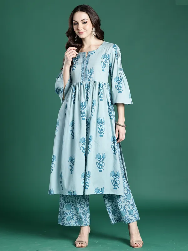 Blue_Printed_Pure_Cotton_Kurta_Trouser_Dupatta_Set
