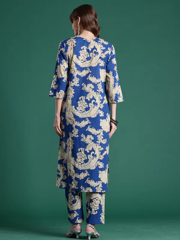 Blue_Printed_Pure_Cotton_Kurta_Trouser_Set