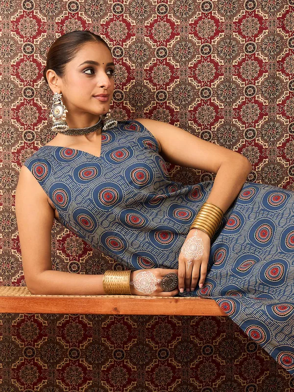Blue_Printed_Pure_Cotton_Kurta_Trouser_Set