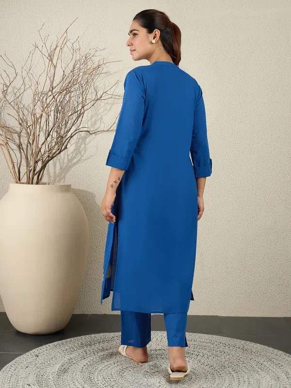 Blue_Embroidered_Pure_Cotton_Kurta_Trouser_Set