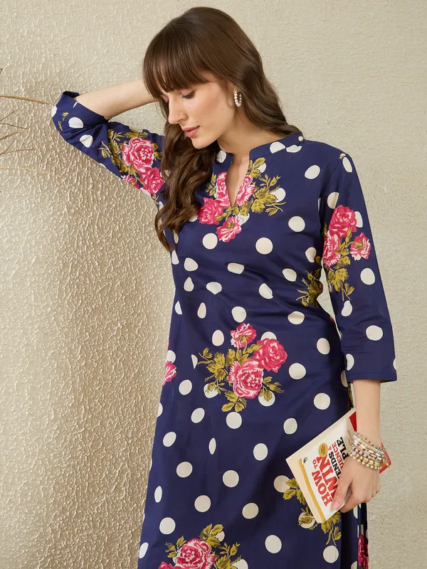 Blue_Printed_Pure_Cotton_Kurta_Trouser_Set