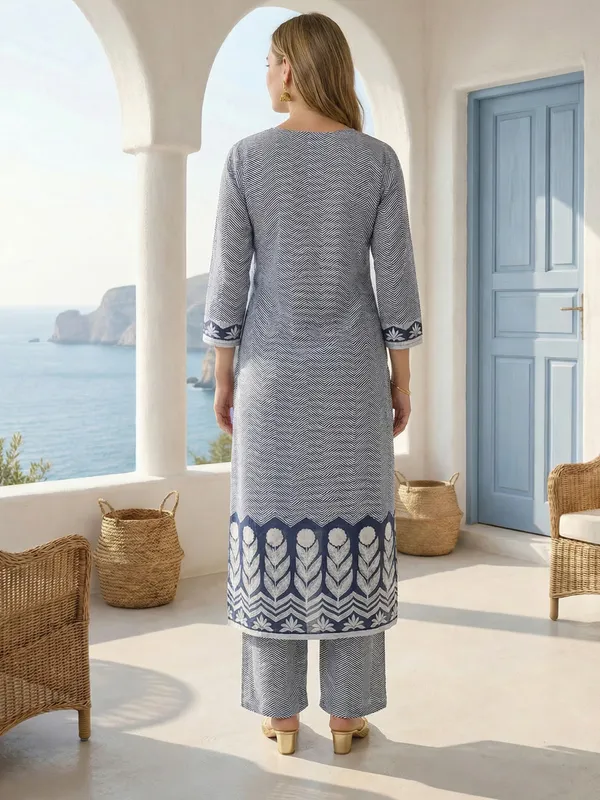 Blue_Printed_Pure_Cotton_Kurta_Trouser_Set