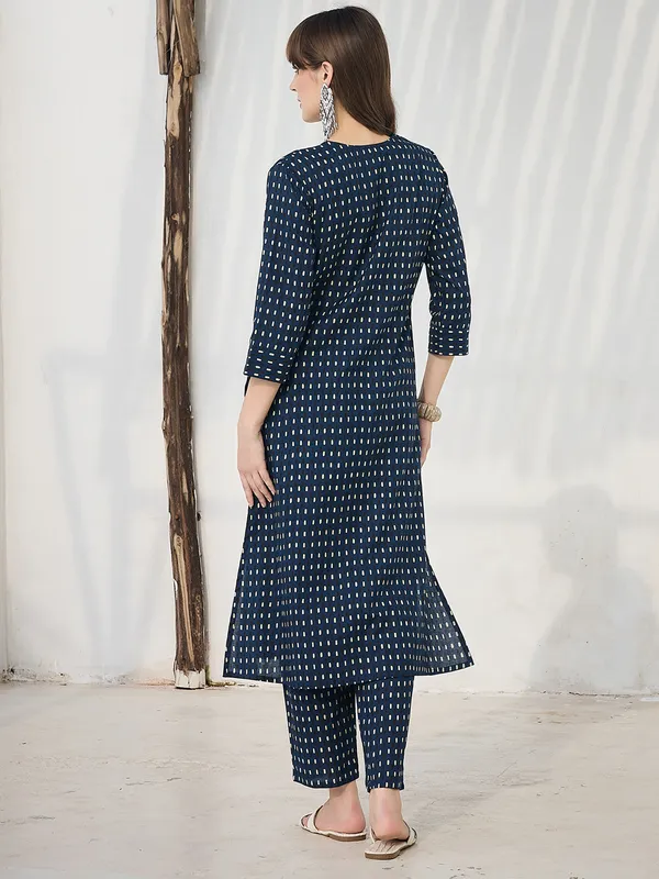 Blue_Printed_Pure_Cotton_Kurta_Trouser_Set