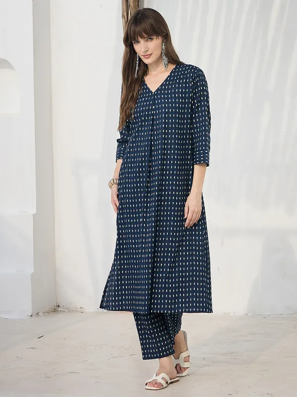 Blue_Printed_Pure_Cotton_Kurta_Trouser_Set