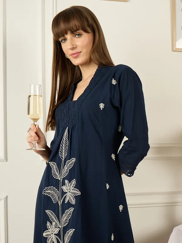 Blue_Cotton-Blend_A-Line_Kurta_with_Palazzos