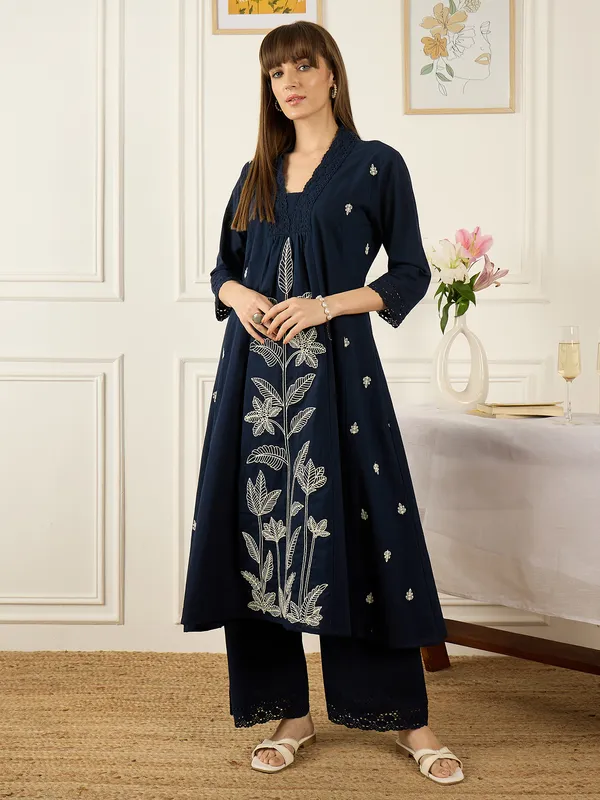 Blue_Cotton-Blend_A-Line_Kurta_with_Palazzos