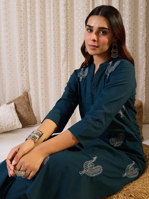 Blue_Cotton_Straight_Kurta_with_Trousers