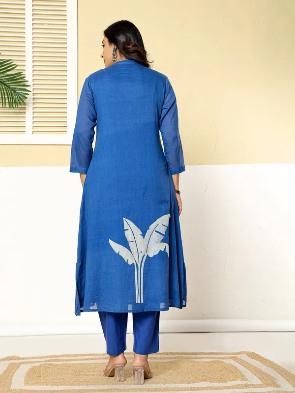 Blue_Printed_Pure_Cotton_Kurta_Trouser_Set