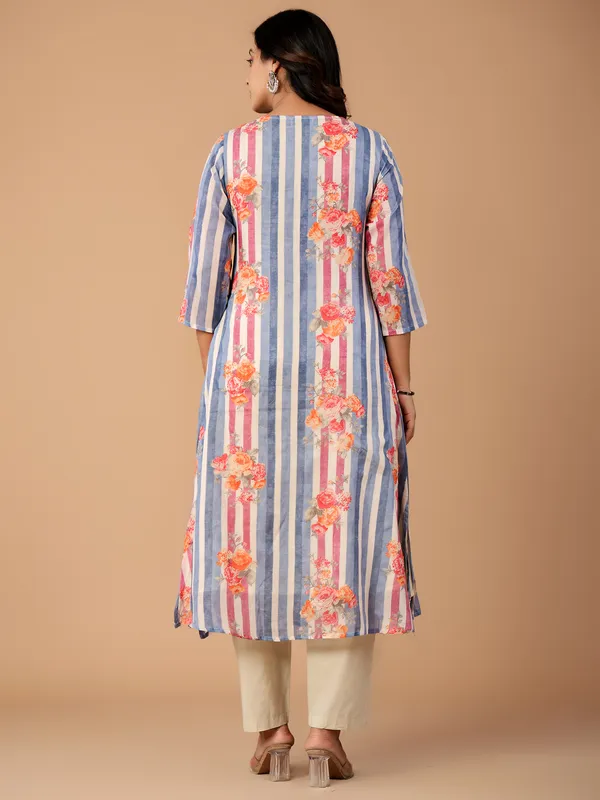 Blue_Printed_Pure_Cotton_Kurta_Trouser_Set