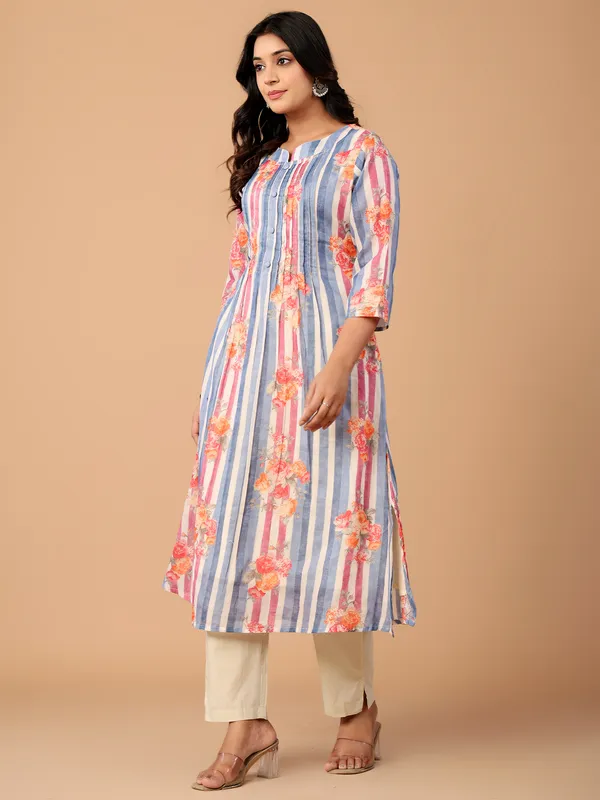 Blue_Printed_Pure_Cotton_Kurta_Trouser_Set