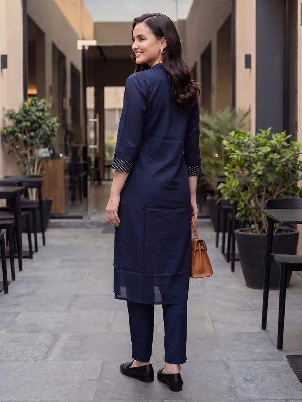Blue_Embroidered_Pure_Cotton_Kurta_Trouser_Set