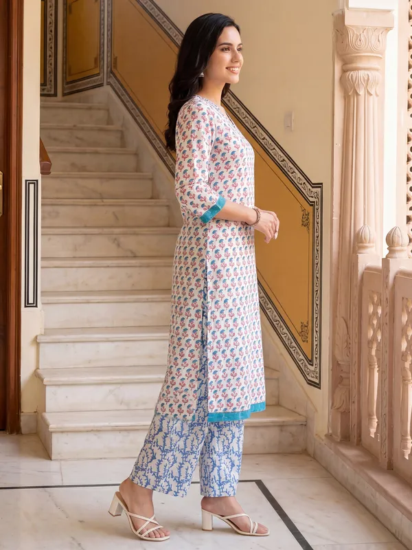Blue_Printed_Pure_Cotton_Kurta_Trouser_Set