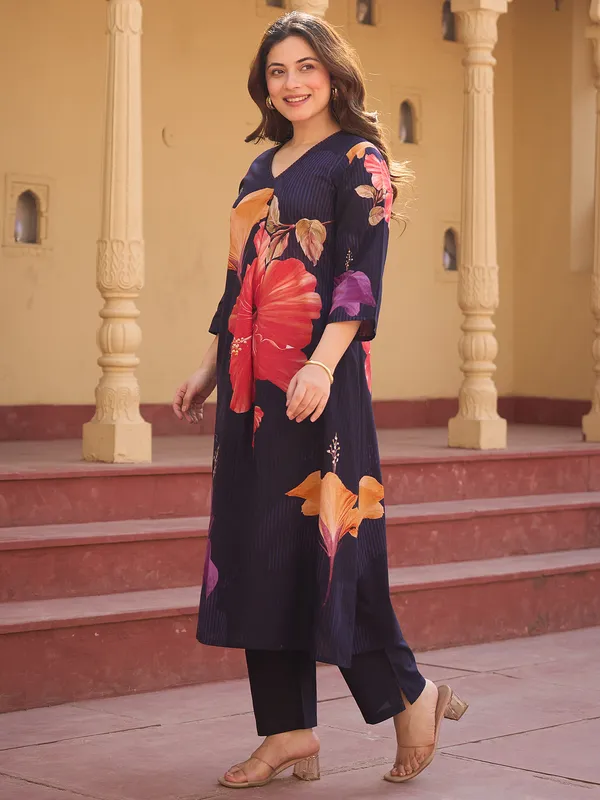 Blue_Printed_Pure_Cotton_Kurta_Trouser_Set
