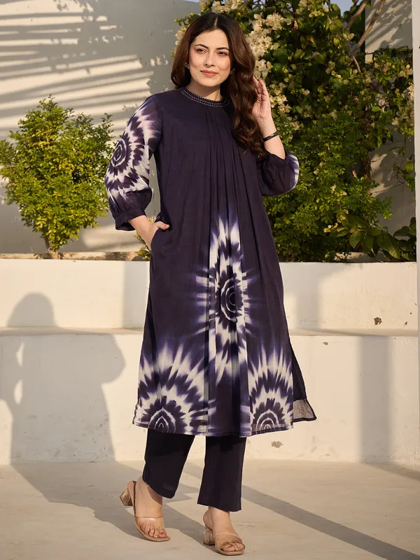 Blue_Printed_Pure_Cotton_Kurta_Trouser_Set